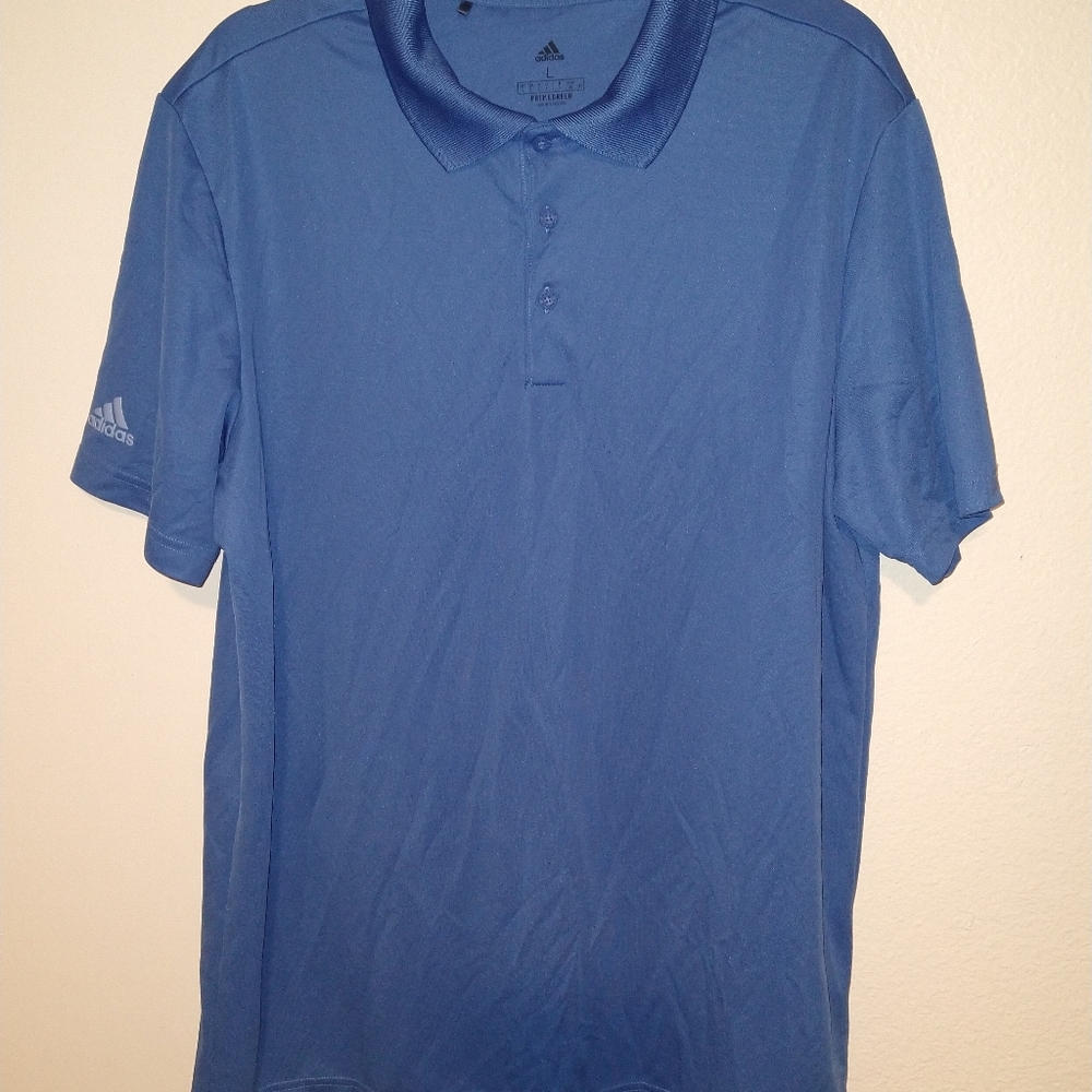 Adidas Primegreen Blue Short Sleeve Polo Shirt Men's sz Large
